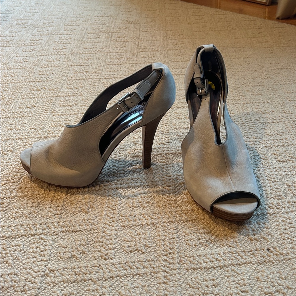 Coach tan suede Peep-Toe Heels